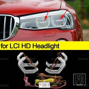 BMW X3 F25 2010-2016 M4スタイル LEDエンジェルアイキット リング点滅 RGB APPコントロール ヘッドライトランプ ウィンカー付き - for HD headlight