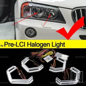 BMW X3 F25 2010-2016 M4スタイル LEDエンジェルアイキット リング点滅 RGB APPコントロール ヘッドライトランプ ウィンカー付き - for pre-lci halogen