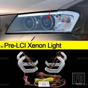 BMW X3 F25 2010-2016 M4スタイル LEDエンジェルアイキット リング点滅 RGB APPコントロール ヘッドライトランプ ウィンカー付き - for pre-lci xenon