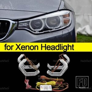 BMW 4シリーズ F32 F33 F36 F82 F83 M4 2013-2019 ダイナミックRGBライトリング アプリコントロール DRL LEDエンジェルアイキット ウィンカー付 - for Xenon Headlight