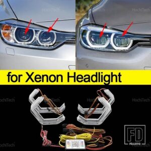 BMW 3シリーズ F30 F31 F34 F35 M3 2011-16用 流れるようなマルチカラーリングエンジェルアイ RGB M4スタイル LED アプリコントロールウィンカ - for Xenon Headlight