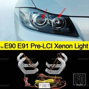 BMW 3シリーズ E90 E91 2005-2012 RGBマルチカラー M4スタイルライトリング APPコントロール ウィンカー点滅 DRL LEDエンジェルアイキット - for pre-lci xenon