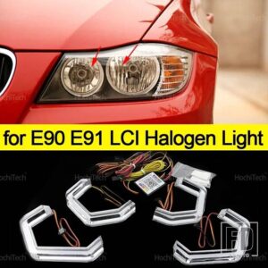 BMW 3シリーズ E90 E91 2005-2012 RGBマルチカラー M4スタイルライトリング APPコントロール ウィンカー点滅 DRL LEDエンジェルアイキット - for LCI halogen