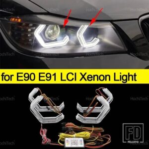 BMW 3シリーズ E90 E91 2005-2012 RGBマルチカラー M4スタイルライトリング APPコントロール ウィンカー点滅 DRL LEDエンジェルアイキット - for LCI xenon