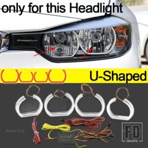 BMW 3シリーズ F30 F31 F34 2012-2016用 RGBカラフルダイナミックライトエンジェルアイリングLED DTMスタイルアプリコントロールウィンカーライ - U Shaped halogen