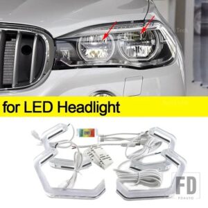 BMW RGBマルチカラーアプリコントロールM4スタイルLEDヘッドライトエンジェルアイバルブリングランプ X5 F15 F85 2014-2018 SDRIVE35I 30D 40D - for LED headlight