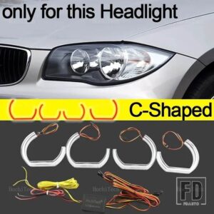 BMW 1シリーズ E81 E82 E87 E88用 RGBマルチカラー DTMスタイル ライトリング APPコントロール ウィンカー点滅 DRL LEDエンジェルアイキット - C Shaped