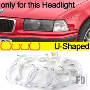 BMW LEDエンジェルアイキットリングRGBカラーアプリコントロールヘッドライトランプ 3シリーズE36 1990-2000 316I 318I 318IS 320I 323I 325I - U Shaped