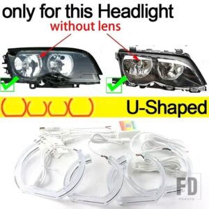 BMW マルチカラー DTM RGB リングライト LED エンジェルアイキット APP コントロール 3シリーズ E46 セダン フェイスリフト 2001-2005 - U Shaped