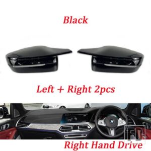 BMW M4スタイル カーサイドバックミラーカバーキャップトリム 3 4 5 7 8シリーズ G20 G21 G28 G30 G38 G11 G12 G15 G16 M4スタイル LHD RHD用 - RHD-Black
