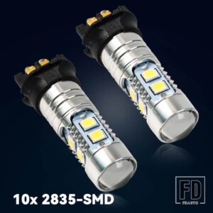 BMW 3タイプ PW24W LED 電球 2012-UP F30 3シリーズ 328I 335I PW24WY デイタイムランニングライト CANBUS 6000K キセノンホワイト - 10x 2835SMD w lens