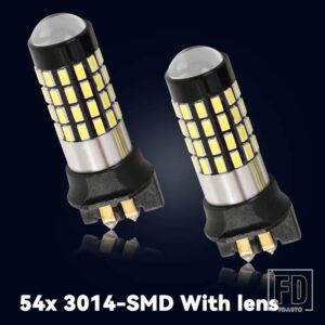 BMW 3タイプ PW24W LED 電球 2012-UP F30 3シリーズ 328I 335I PW24WY デイタイムランニングライト CANBUS 6000K キセノンホワイト - 54x 3014SMD w lens