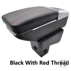 スズキ 収納ボックス VITARA 2015-19 アームレスト回転可能なカップホルダーアームレスト黒革 - Red Thread
