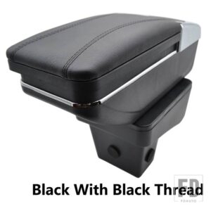 スズキ 収納ボックス VITARA 2015-19 アームレスト回転可能なカップホルダーアームレスト黒革 - Black Thread