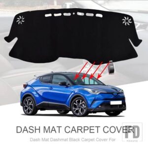トヨタ C-HR CHR 2016-19 ダッシュボードカバーダッシュマットダッシュマットサンシェードクッションパッドインテリアプロテクターカーペット - Black