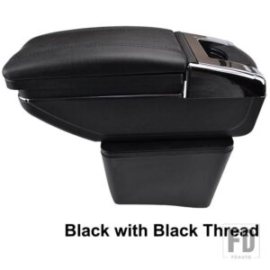 VW 黒中央店収納アームレストボックスポロ 6R ヴェント 2010-17 インターフェースアクセサリー - Black Thread