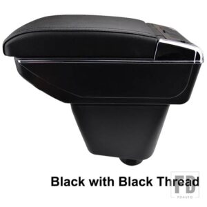 収納ボックスセンターコンソール二層アームレストアームレストトレイカップホルダールノー キャプチャー KAPTUR QM3 2013-2017 2014 2015 2016 - Black Thread