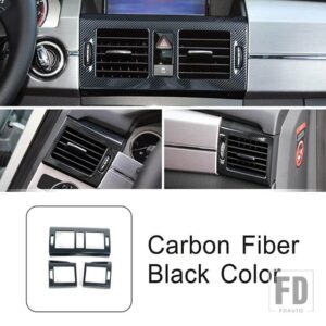 メルセデスベンツ コンソールエアコンベント側アウトレットフレームカーボンパターン装飾トリム GLK X204 2008-2012 カーアクセサリー - Carbon Fiber Black