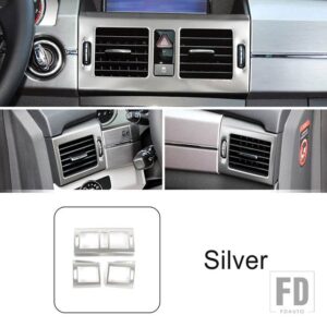 メルセデスベンツ コンソールエアコンベント側アウトレットフレームカーボンパターン装飾トリム GLK X204 2008-2012 カーアクセサリー - Silver