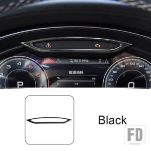 アウディ コンソールダッシュボード計器フレーム装飾カーボンパターントリム A6 C8 2019-22 ステンレスインテリアアクセサリー - Black