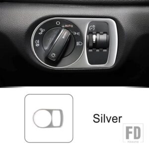アウディ Q3 2012-18 コンソールヘッドライトスイッチ制御ボタンフレーム装飾トリムヘッドランプカーアクセサリーカーボンパターンステッカー - Silver