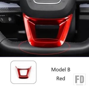 アウディ ステアリングホイールフレーム装飾スパイダーハンドルカバートリム Q5 年度 2018-2022 カーボンカラーステッカーインテリアデカール - Model B Red