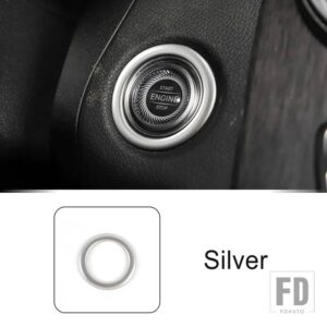 メルセデスベンツ コンソールキースタートストップエンジンボタンサークルフレームカーボンパターントリム C Eクラス W205 W213 GLC X253 2019 - Silver