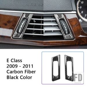 メルセデスベンツ スタイリングフロントエアベントアウトレットトリムフレームカーボン黒色カバーステッカー Eクラス W212 2009-2011 - Carbon Fiber Black