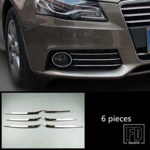 アウディ フロントセンターグリルグリッド装飾カバーステッカー A4 2009-2012 ステンレスグリルデカールストリップ外装モールド - Silver