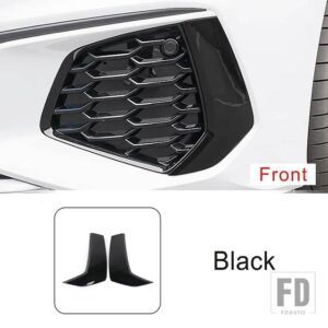 アウディ A3 8Y 2021-2022 外装フロントフォグランプフレーム装飾リアテールランプカバーステッカートリムカーボンテクスチャカーアクセサリー - Black Front