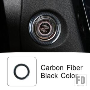 メルセデスベンツ コンソールキースタートストップエンジンボタンサークルフレーム装飾トリム C Eクラス W205 W213 GLC X253 2019-2021 - Carbon Fiber Black