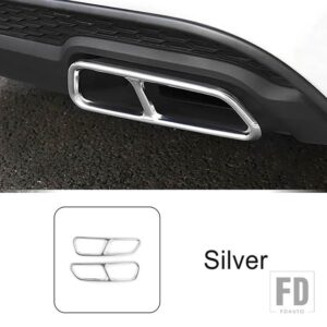 アウディ 排気テールパイプ装飾フレーム黒喉パイプカバートリムアクセサリー 2個 A6 C7 2016-2018 - Silver