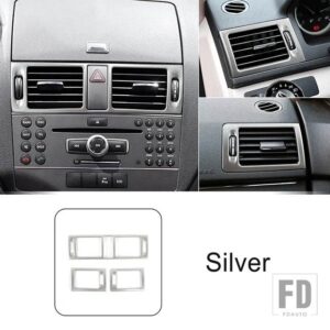 メルセデスベンツ カーセンターコンソールエアコンベントアウトレットフレームカバートリム装飾 Cクラス W204 2007-2010 アクセサリー - 3 pieces