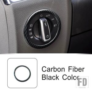アウディ カーコンソールヘッドライトスイッチフレームリング装飾ヘッドランプボタンサークルトリム Q7 2008-2015 カーボンカラーステッカー - Carbon black