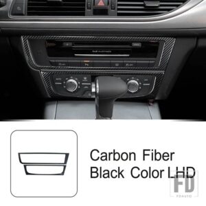 アウディ ステンレスコンソールエアコン CD パネル装飾カバートリム A6 C7 A7 2012-2018 LHD インテリアアクセサリー - Carbon Fiber Black