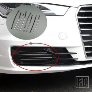 アウディ フロントフォグランプストリップ装飾ステンレスステッカートリム A6 C7 2016 外装 FOGLIGHT グリルスラットアクセサリー - 8 pieces