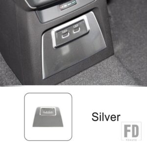 アウディ リアアンチキック USB ポートパネルカバーフレーム装飾カーボンパターントリム A3 8Y 2021-2022 ステンレスアクセサリー - Silver