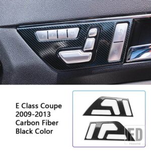 メルセデスベンツ シート調整装飾パネルステッカー Eクラスクーペ W207 C207 2009-2013 インテリアアクセサリー - Carbon Fiber Black