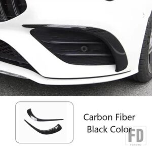 メルセデスベンツ フロントフォグランプフレームステッカー装飾エアナイフスプリッタースポイラーウイングトリムストリップ CLA C118 200 220 - Carbon Fiber Black
