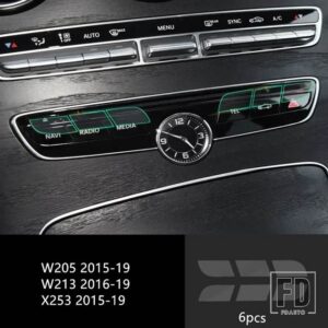メルセデスベンツ コンソール空調 CD スクリーンフィルムトリム C Eクラス W205 W213 GLC X253 インテリアカーアクセサリー - 6 pcs