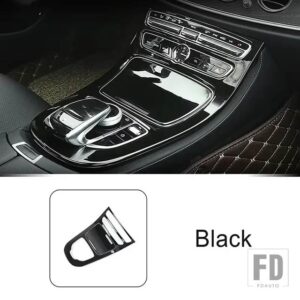 メルセデスベンツ コンソールギアシフトパネルカバーカーボンカラートリム Eクラス W213 2016-2018 インテリアカーアクセサリーステッカー - Black