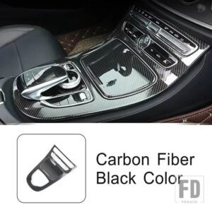 メルセデスベンツ コンソールギアシフトパネルカバーカーボンカラートリム Eクラス W213 2016-2018 インテリアカーアクセサリーステッカー - Carbon black