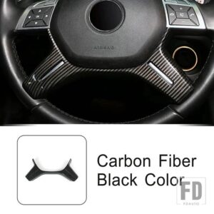メルセデスベンツ コンソールステアリングホイールパネルカバーカーボンパターンステッカー C E ML クラス W204 2011-2013 インテリアアクセサ - Carbon Fiber Black