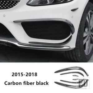 メルセデスベンツ フロントフォグランプグリルスラットエアナイフトリムストリップカーボンパターン Cクラス W205 2015-18 外装アクセサリー - carbon fiber 6pcs