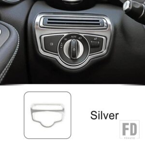 メルセデスベンツ カーアクセサリーコンソールヘッドライトスイッチ調整ボタンフレーム Cクラス W205 GLC X253 2015-20 装飾トリム - Silver