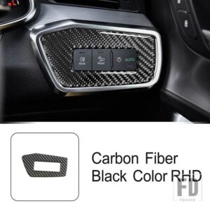 アウディ ヘッドライトコントロールパネル装飾カバートリムカーボンステッカー A6 C8 A7 2019-2022 LHD RHD インテリアアクセサリー - RHD