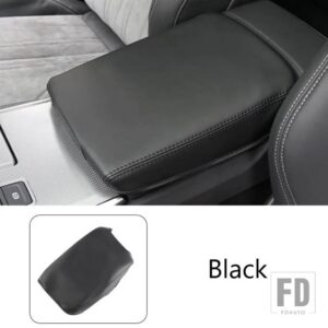 アウディ センターコンソールアームレストボックススリーブ装飾革カバー A6 C8 2019-2021 トリムインテリアカーアクセサリー - Black