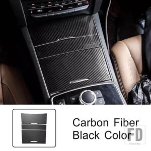 メルセデスベンツ コンソール収納ボックスパネルカバー Eクラスクーペ W207 2014-2016 カーボンパターンステッカーインテリアアクセサリー - Carbon Fiber Black