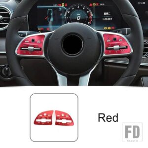 メルセデスベンツ ステアリングホイールボタンスパンコールステッカー合金装飾 W167 X167 X247 W247 X253 W213 W205 W177 - Red