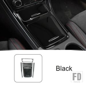 メルセデスベンツ カーボンテクスチャコンソールギアシフト水カップパネルフレームステッカー Aクラス W176 CLA C117 GLA X156 2013-2018 - Black